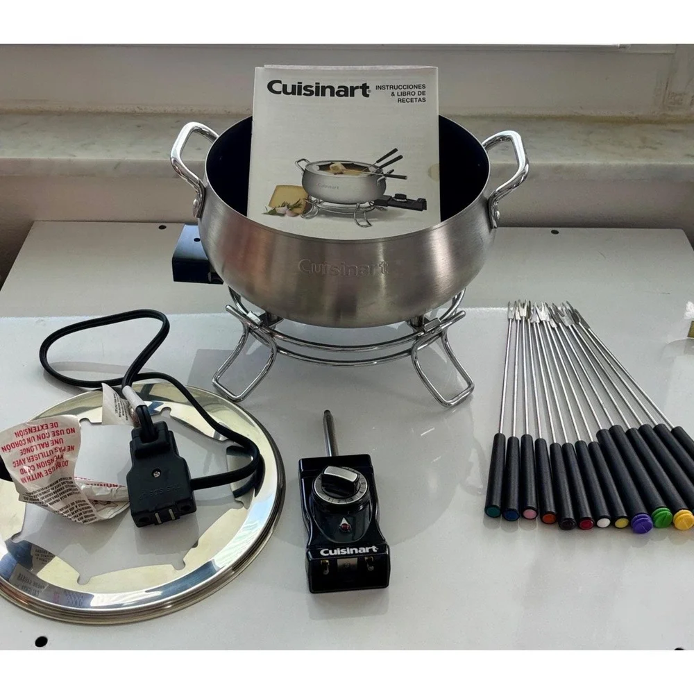 Fondue Set Cuisinart Stainless Steel Silver Electric CFO-3SS New